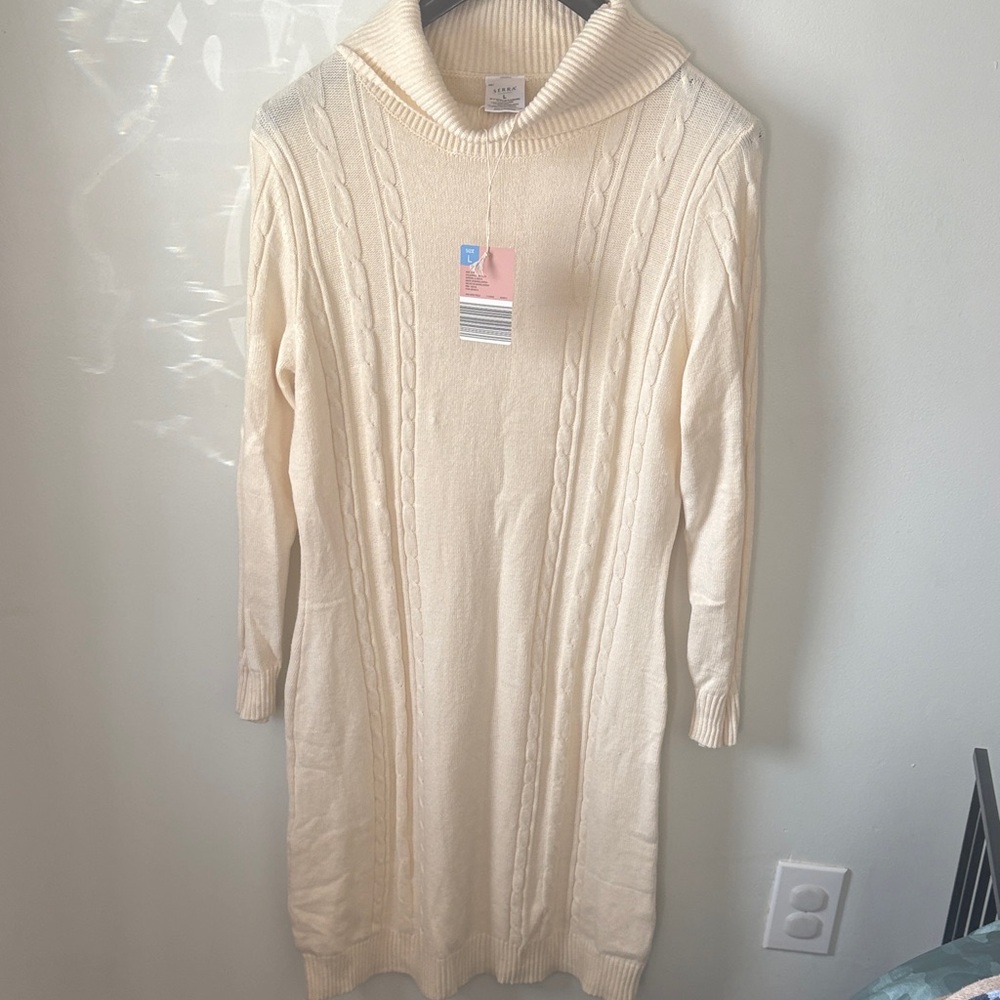 Serra Cream Cable Knit Pullover with Cowl Neck